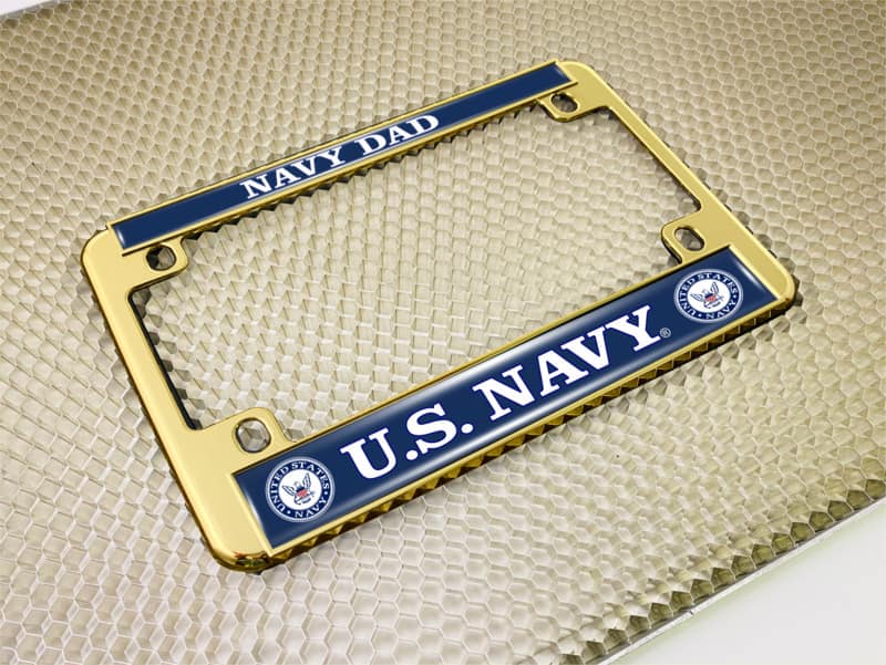 U.S. Navy Dad - Motorcycle Metal License Plate Frame (wb)